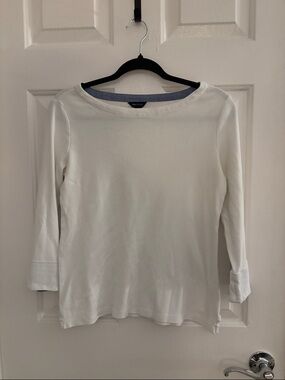 Nautica White Boatneck 3/4 Sleeve Knit Top